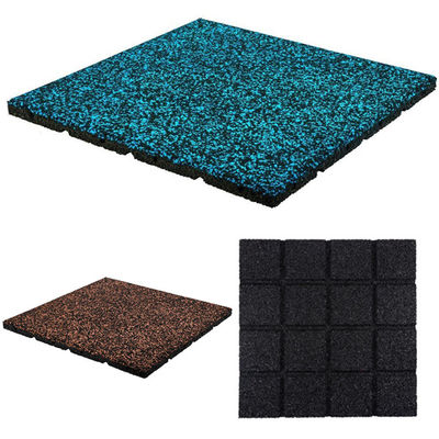 Anti Slip Gym Fitness Mat 500*500mm Sound Proof Flooring Black