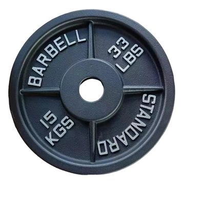 Καλή τιμή 15KG γυμναστήριο καουτσούκ πλάκες προφυλακτήρα μαύρο χυτοσίδηρο πλάκες προφυλακτήρα 33 λίβρες σε απευθείας σύνδεση