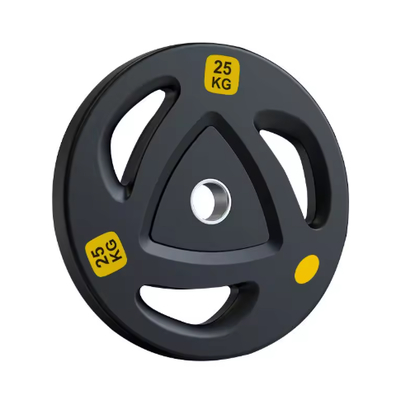 Guter Preis Eisenbeschichtete Gummi-Gym-Gewichtsplatten 5 LB 10 LB 25 LB 35 LB 45 LB Tri-Grip-Gewichtsplatten Online