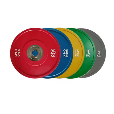 Bon prix Plaques de poids de gym en caoutchouc enduit de fer 5 LB 10 LB 25 LB 35 LB 45 LB Plaques de poids à tripoignée en ligne