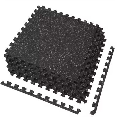 High-Density Interlocking Rubber Gym Floor Tiles with 15-50mm Thickness and 60-70 ShoreA Hardness for Shock Absorption